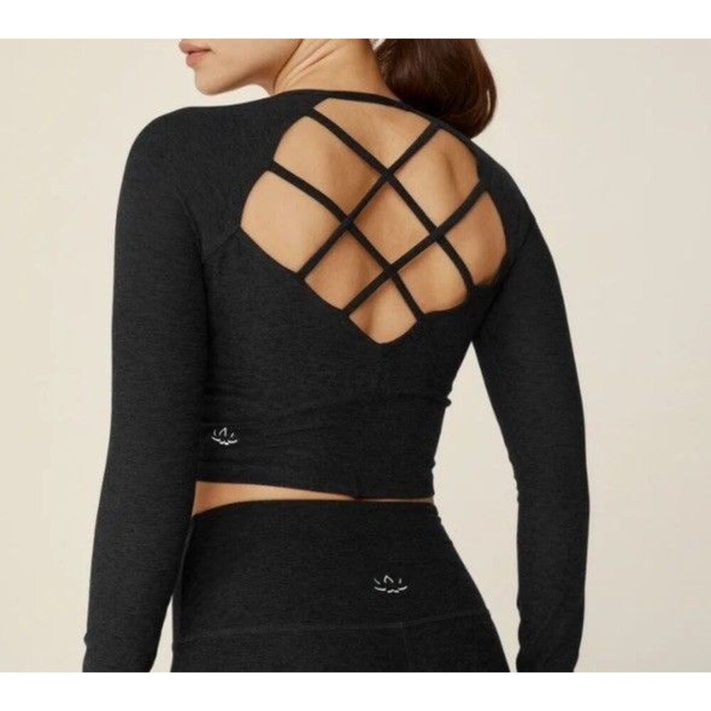 Beyond Yoga Spacedye Enlighten Cropped Pullover Top Womens XS Darkest Night